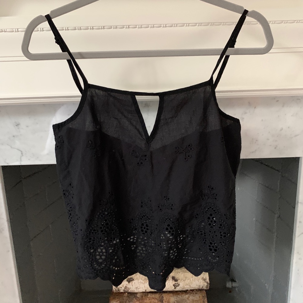 Tobi Eyelet Black Tank